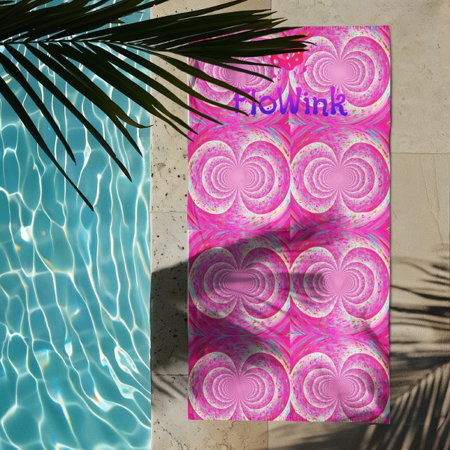 Toalla De Playa Trippy de espiral rosa (Subido por el creador)