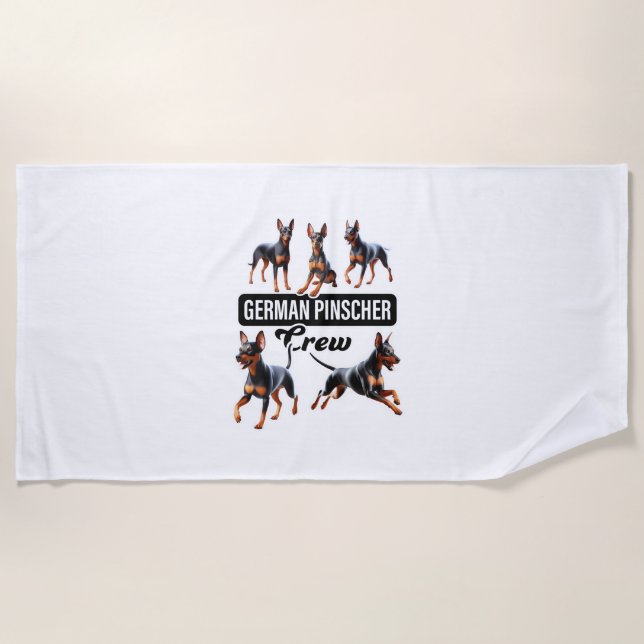 Toalla De Playa Tripulación Pinscher alemana (Anverso)