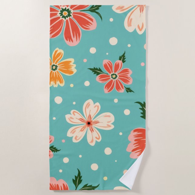 Toalla De Playa Tropical Blue Floral (Anverso)
