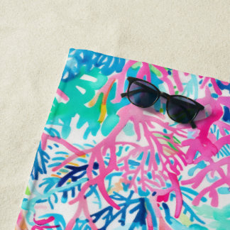 Toalla de playa tropical chic de arrecife de coral