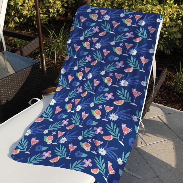 Toalla De Playa Tropical Citrus Fruit Cocktail Hour Pattern Blue (Subido por el creador)
