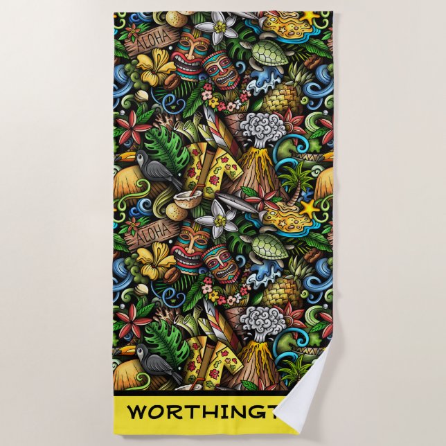 Toalla de playa tropical de ALOHA (Anverso)