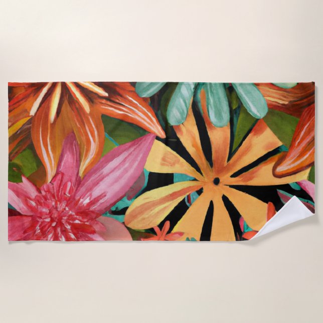 Toalla De Playa tropical/hawaiano/floral/floral (Anverso)