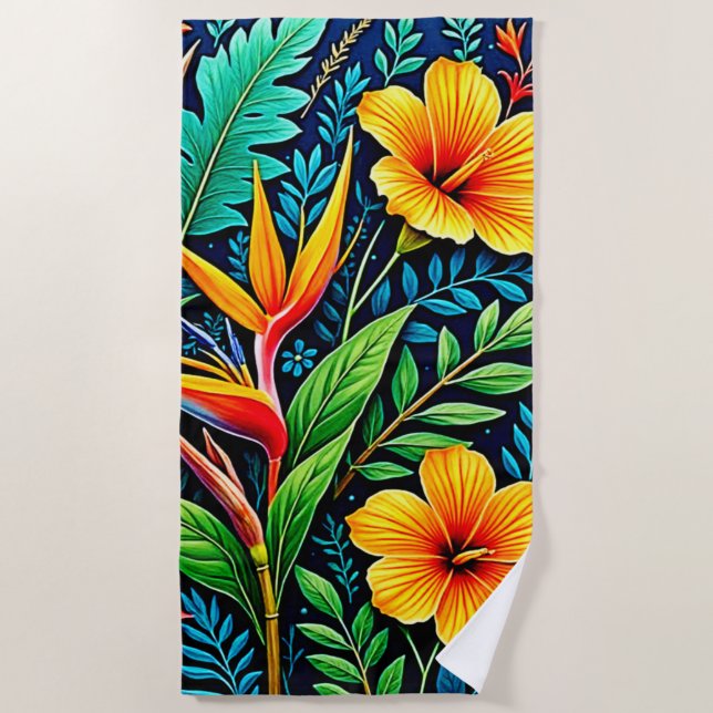 Toalla De Playa Tropical Leaves Bloom Art (Anverso)