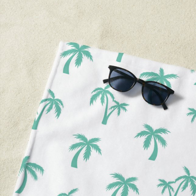 Toalla De Playa Tropical Palm Tree pattern sea green (In situ)