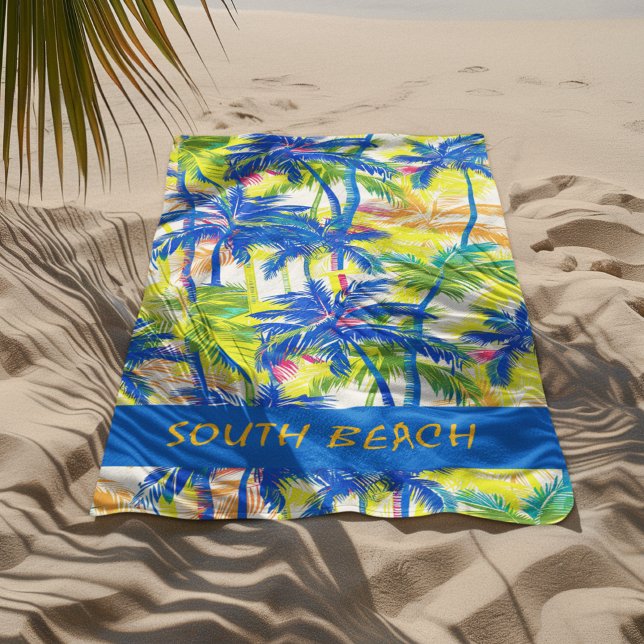 Toalla de Playa Tropical Palms (Tropical Palm Towel on Sandy Beach
)