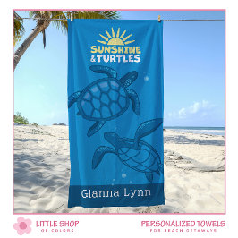 Toalla De Playa Tropical Sea Turtles Personalized