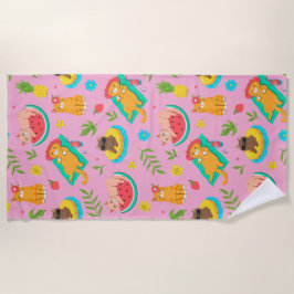 Toalla De Playa Tropical Summer Cats
