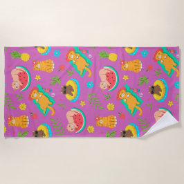 Toalla De Playa Tropical Summer Cats
