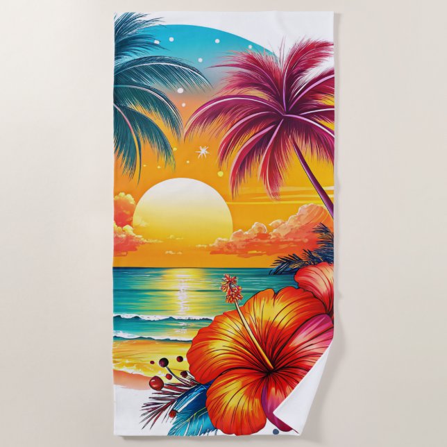 Toalla De Playa Tropical Sunset Bliss (Anverso)