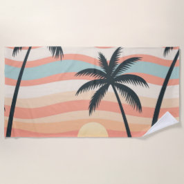 Toalla De Playa Tropical Sunset Stripes – Sunset Palms Towel