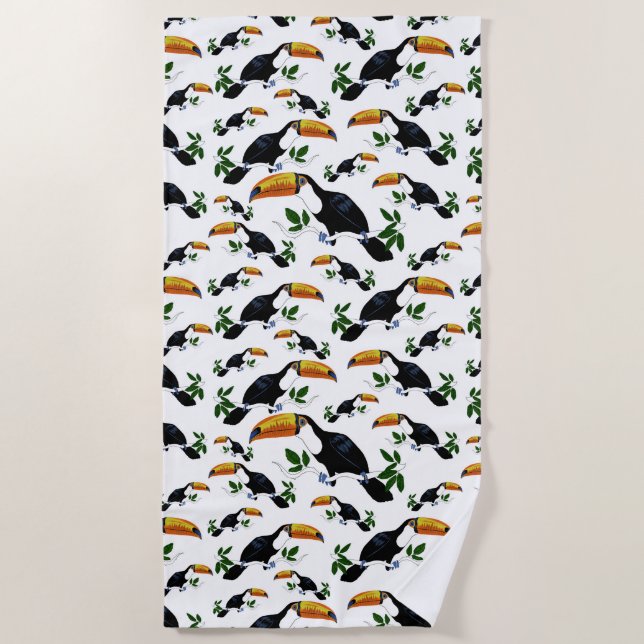 Toalla De Playa Tropical Toucans - Playful Jungle (Anverso)