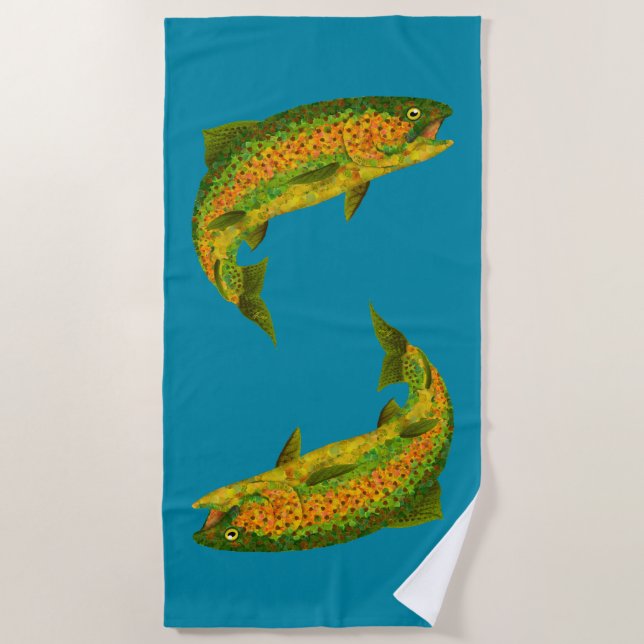 Toalla De Playa Trucha arco iris de hoja de lápiz 4 (Anverso)