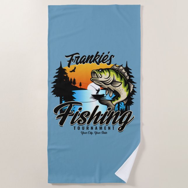 Toalla De Playa Trucha de pescador de pesca personalizada (Anverso)