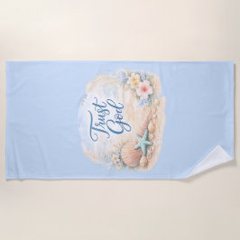 Toalla De Playa "Trust God" Coastal Beach Watercolor Christian