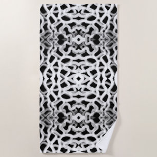 Toalla De Playa Tubería tubular blanca sobre negro