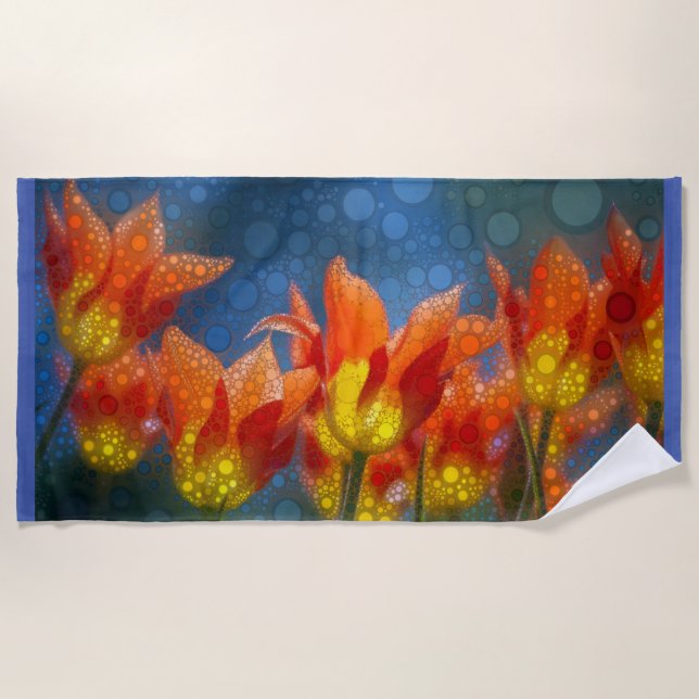 Toalla De Playa Tulipanes naranja Y Amarillo (Anverso)