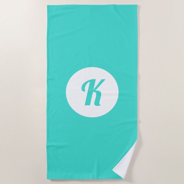 Toalla de playa turquesa monogramada (Anverso)