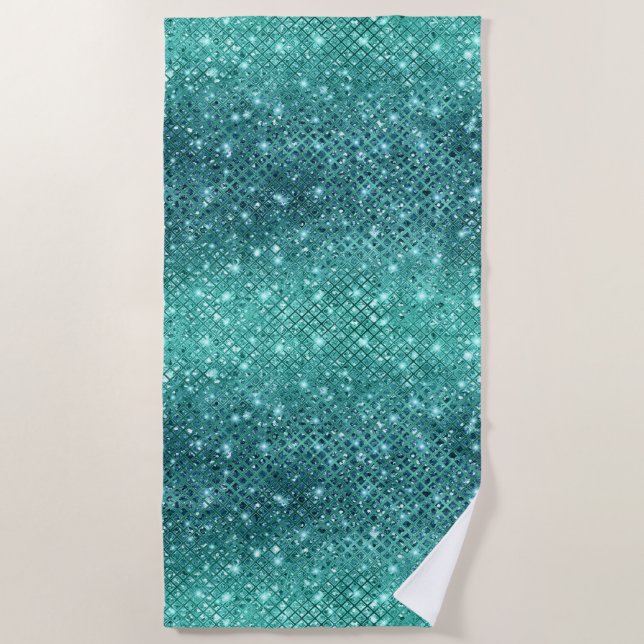 Toalla De Playa Turquoise Aqua Green Sparkle (Anverso)