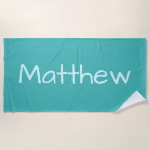 Toalla de playa Turquoise Custom Name
