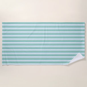 Toalla De Playa Turquoise White Fine Stripe Beach Towel, Japanese