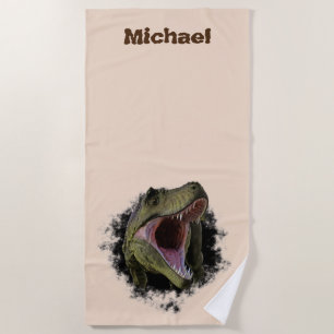 Toalla De Playa Tyrannosaurs T-rex Dinosaur Nombre Personalizado