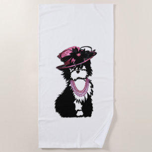 Toalla De Playa Un cachorro vestido de rosa