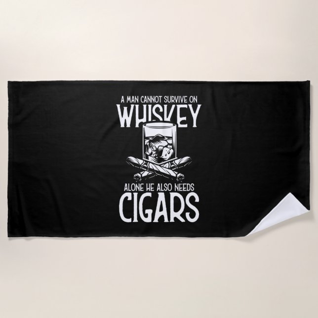 Toalla De Playa Un Hombre Que Ama Whiskey Y Cigar (Anverso)
