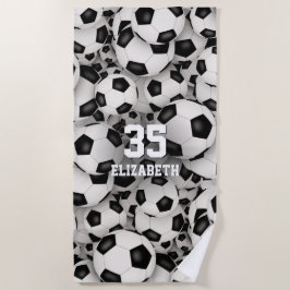 Toalla De Playa un montón de balones de fútbol patrón deportivo di