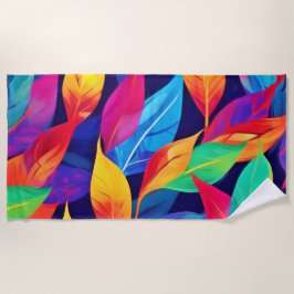 Toalla De Playa Un otoño vibrante deja arte abstracto