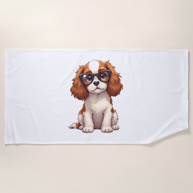 Toalla De Playa Un perro lindo Rey Charles Spaniel (Anverso)