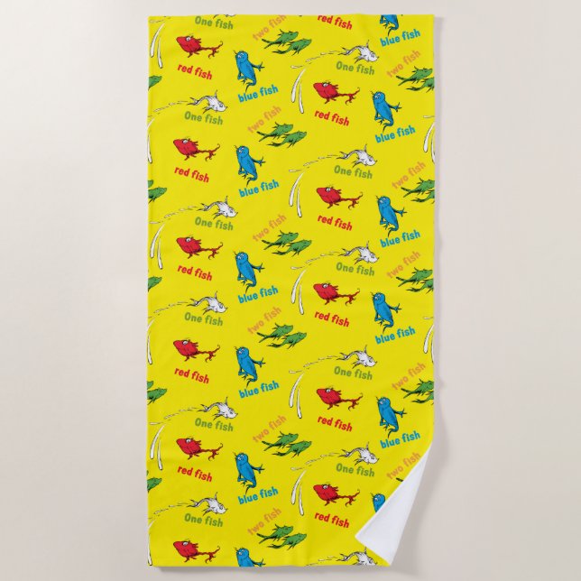 Toalla De Playa Un pez dos peces patrón amarillo (Anverso)