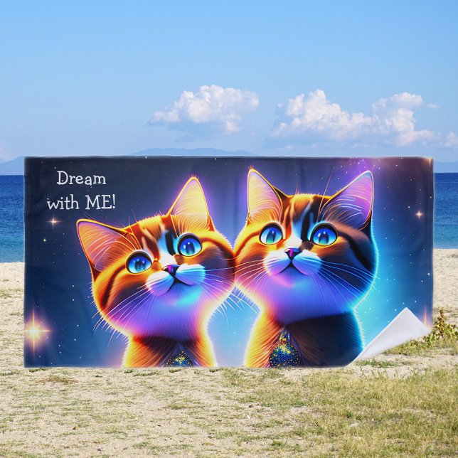 Toalla De Playa Una pareja de gatos bajo el cielo estrellado - (Subido por el creador)