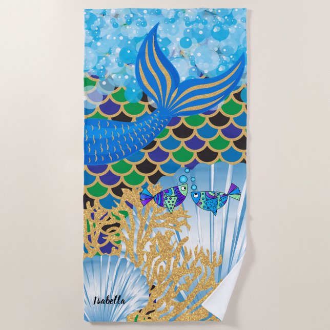 Toalla De Playa Una sirena fantástica 🧜 ‍ vida ♀️ (Anverso)