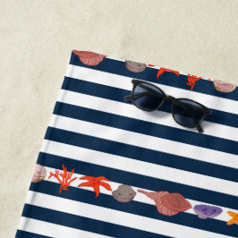 Toalla De Playa Under the sea with nautical stripes