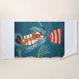 Toalla De Playa Underwater Corgi at the Beach