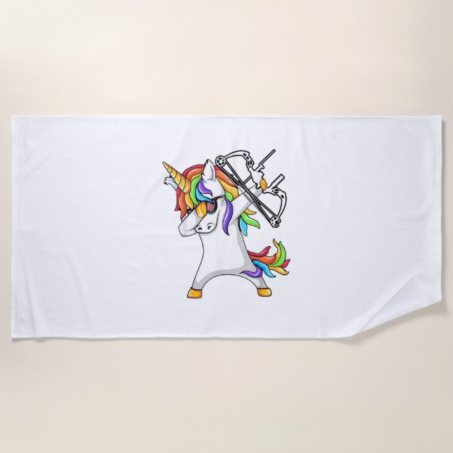 Toalla De Playa Unicorn dabbing Archery Funny shirt (Anverso)