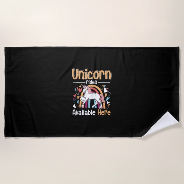Toalla De Playa Unicorn rainbow - Unicorn rides available here Tan (Anverso)