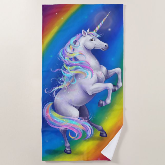 Toalla De Playa Unicornio con Arcoíris (Anverso)