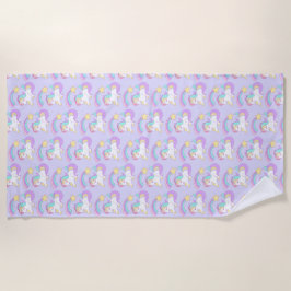 Toalla De Playa Unicornio durmiente con estrella de tiro colorido