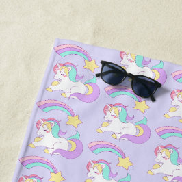 Toalla De Playa Unicornio durmiente con estrella de tiro colorido