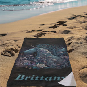 Toalla De Playa Unicornio místico - Bosque de fantasías personaliz