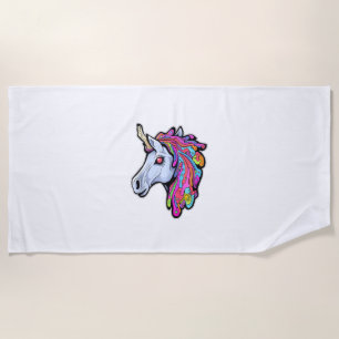 Toalla De Playa Unicornio Punk Divertido Irónico Cool Unicornio Ro