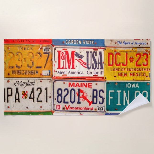 Toalla De Playa United States License Plates Art America (Anverso)