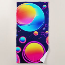Toalla De Playa Universo de Burbujas de Neón
