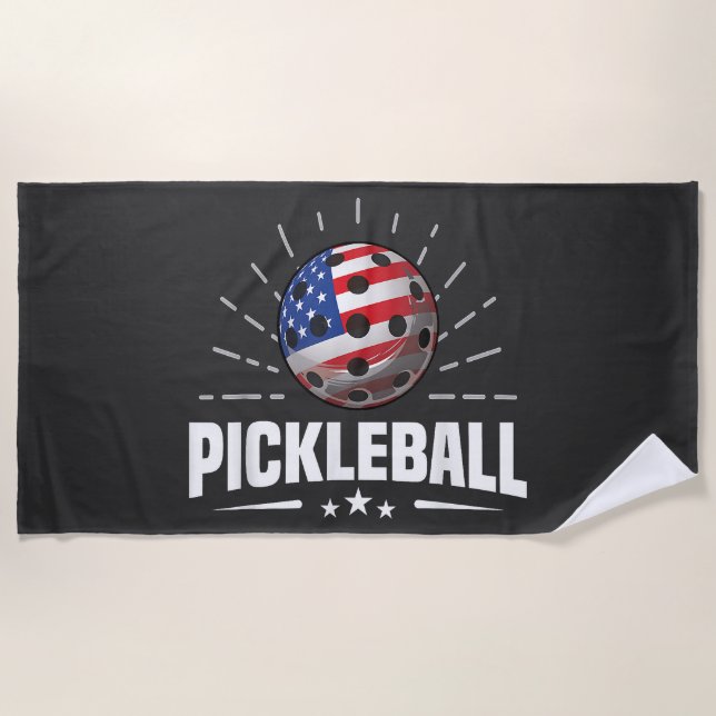 Toalla De Playa US American Flag Pickleball Player (Anverso)