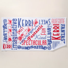 Toalla De Playa Usted es rojo, blanco y azul personalizados