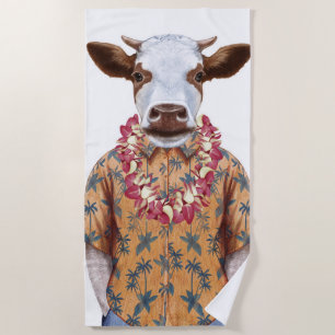 Toalla De Playa Vaca de la camisa hawaiana