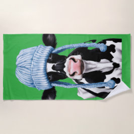 Toalla De Playa Vaca en un gorra.