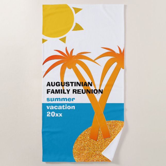 Toalla De Playa Vacaciones de verano de Reunión Familiar (Anverso)